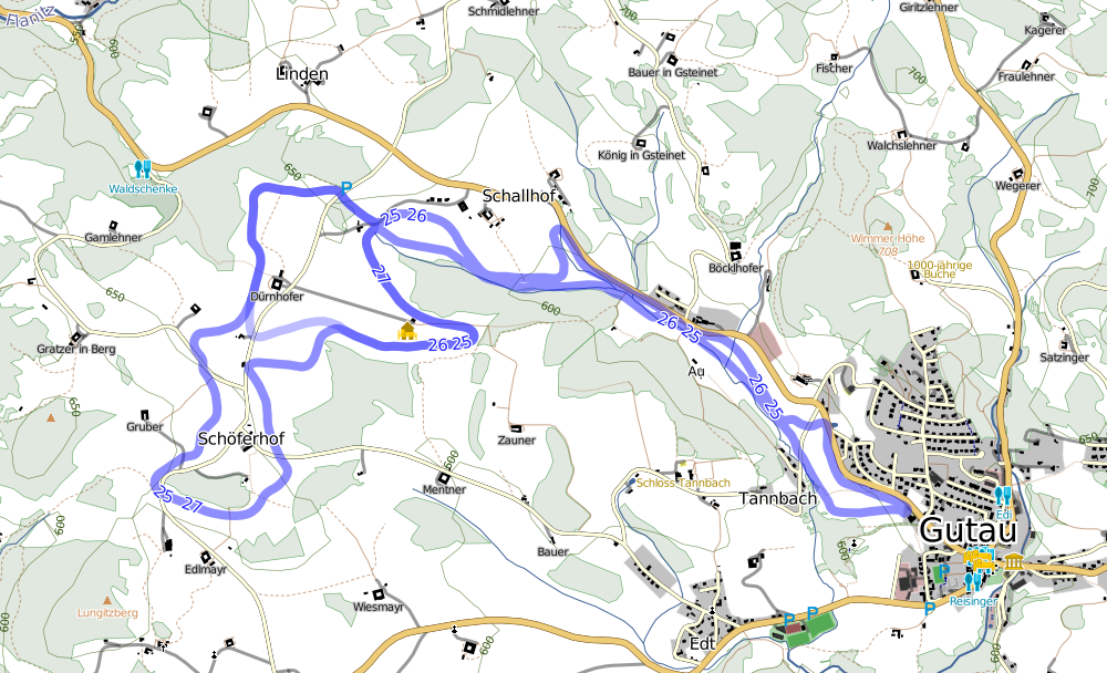 cross country skiing map of Gutau
