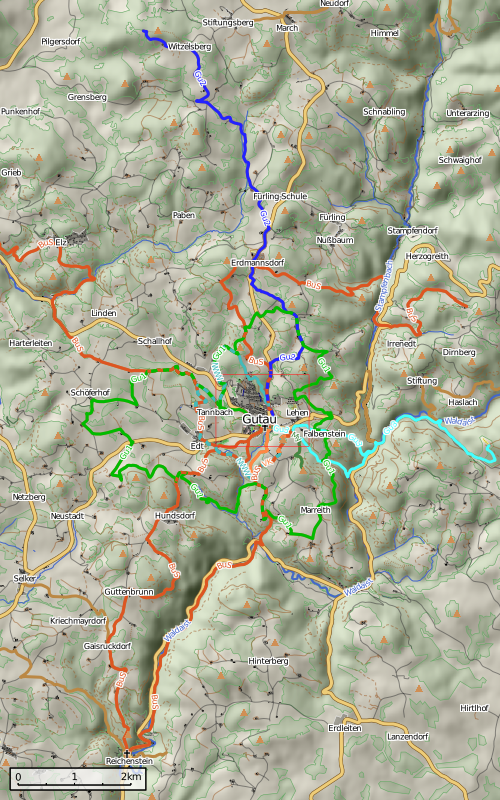 hiking map of Gutau