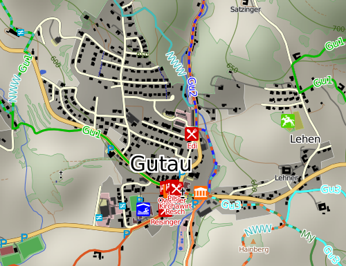 Karte des Ortszentrums von Gutau