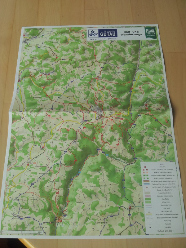 Hiking and biking map of Gutau, front page